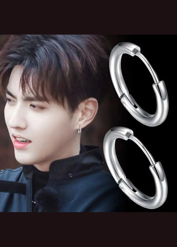 Титановая серьга-кольцо 1 ед. в ухо тонкая стальная Fashion (302521529)