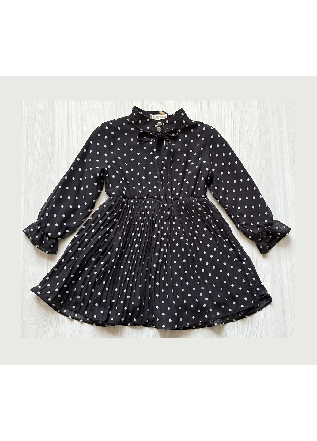 Чорна сукня шифонова в горошок, утеплена Chaoge (366870651)