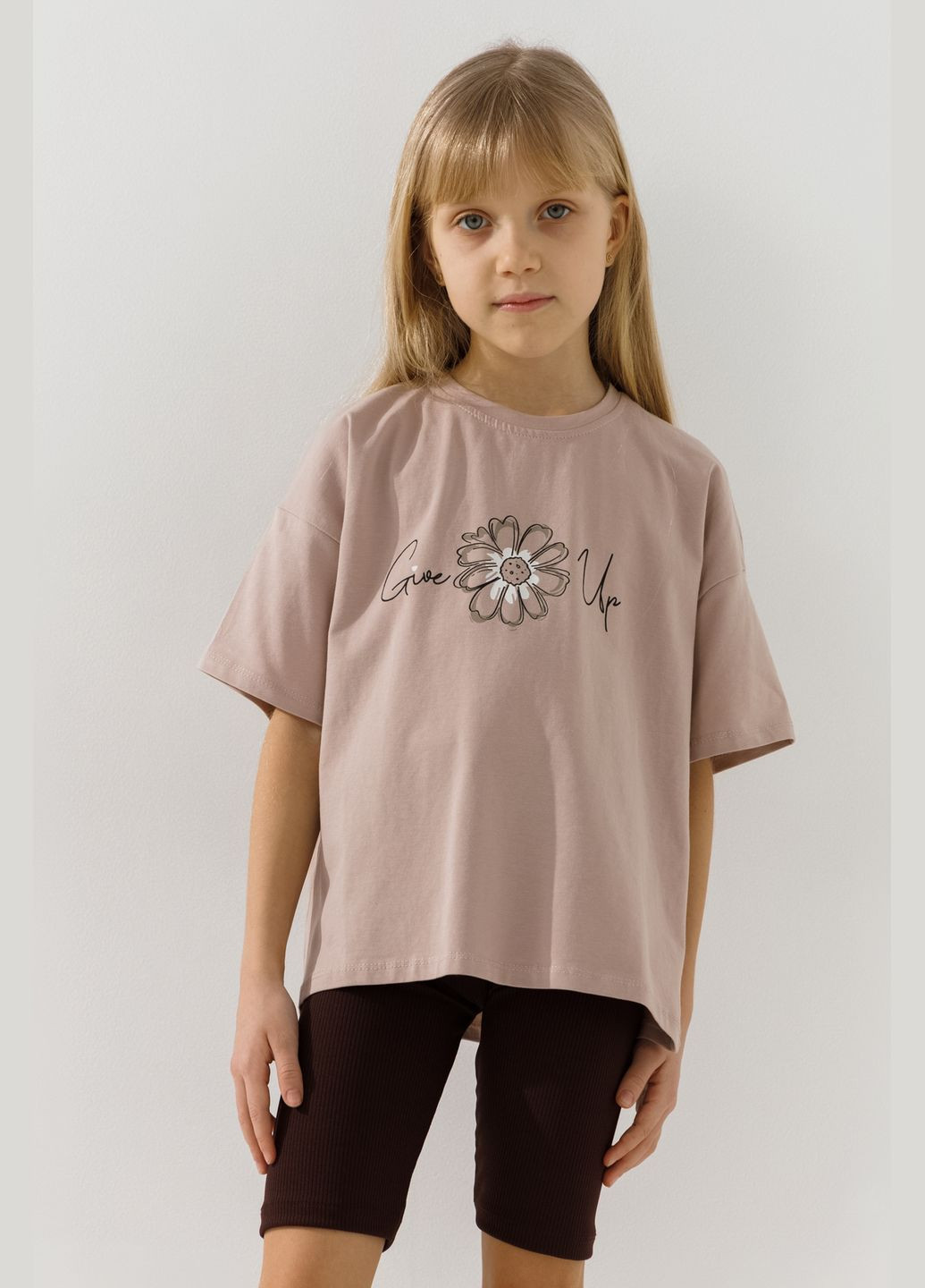 Кофейная летняя футболка с принтом для девочки 16567 116 см кофейный shop (2000990924629) Baby Show