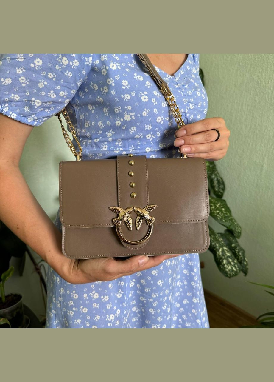 Жіноча міні сумочка з птахами Бежевий No Brand (298996721)