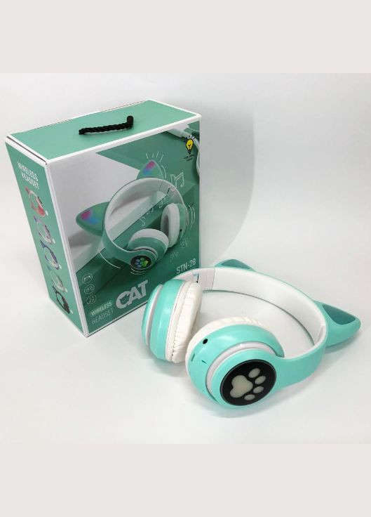 Навушники CAT з котячими вушками STN-28 Bluetooth Зелені No Brand stn28 (294843386)