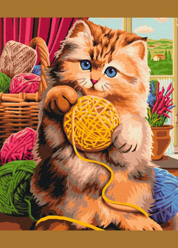 Картина за номерами "Котятко з клубочком" 40х50 см Brushme (365243936)