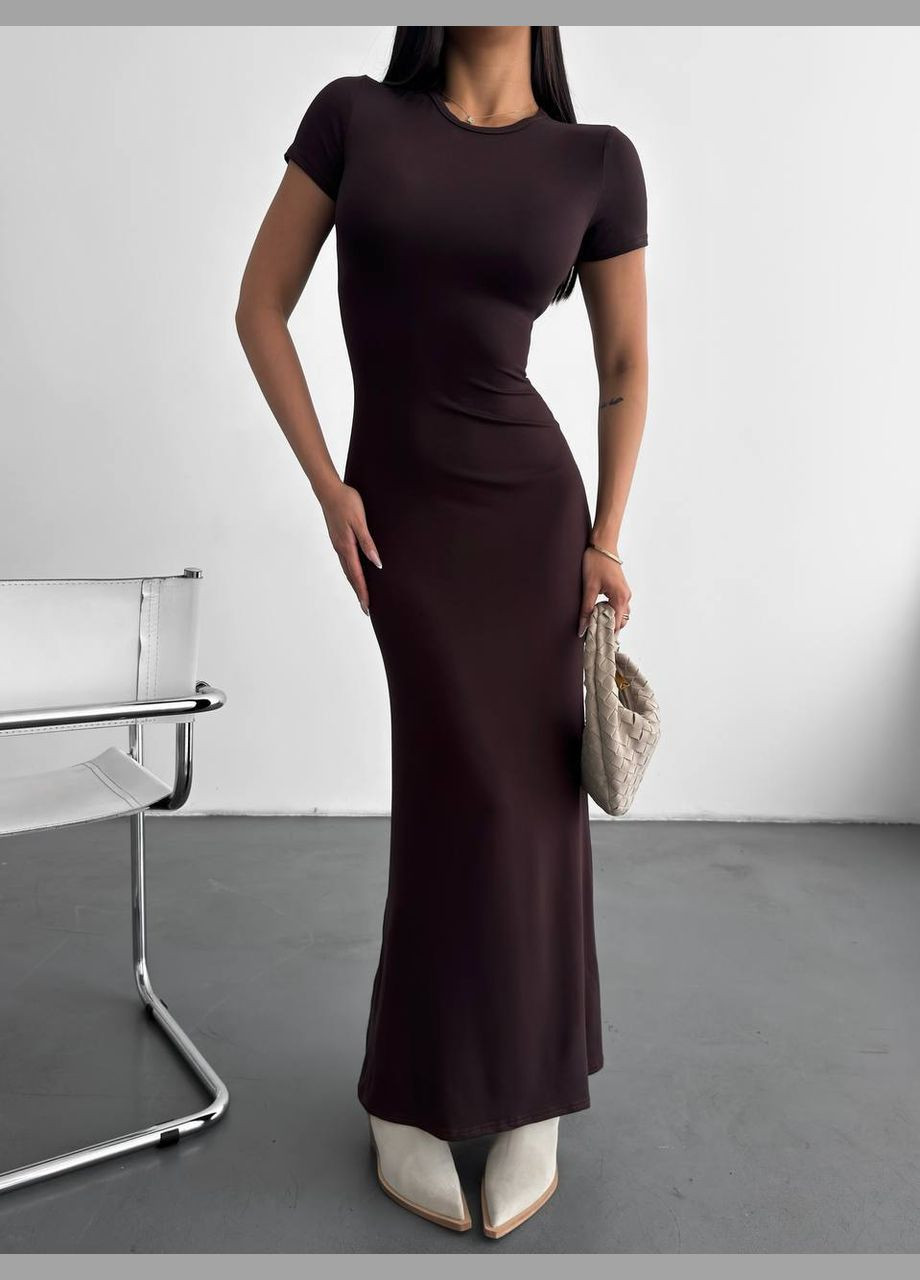 Коричневое трендовое макси-платье в стиле skims No Brand