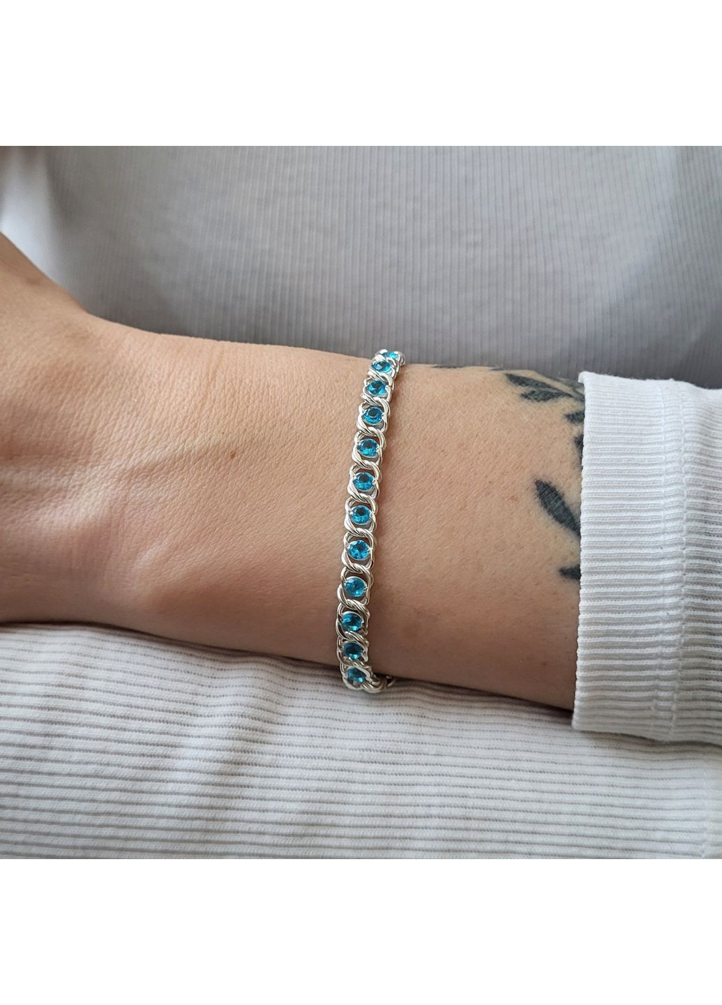 Серебряный браслет Арабский Бисмарк с Голубыми камнями на руку 17 -21 см серебро 925 пробы 7003 7.74г Nobrand (369974960)