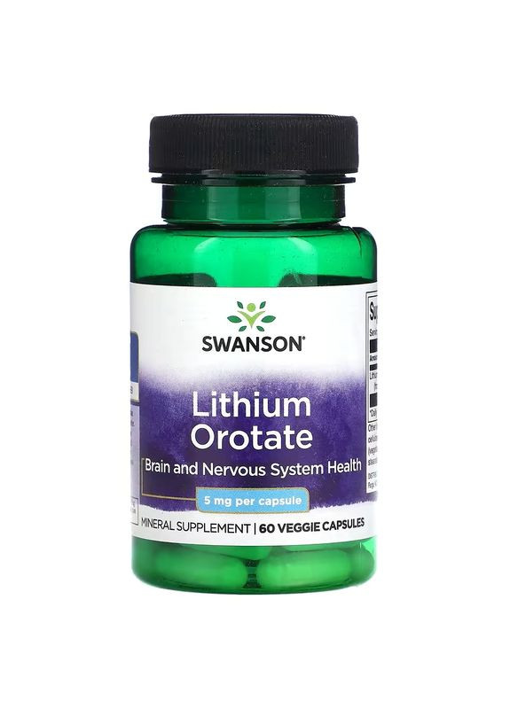 Літій Lithium Orotate 5 мг 60 капсул Swanson (327432638)