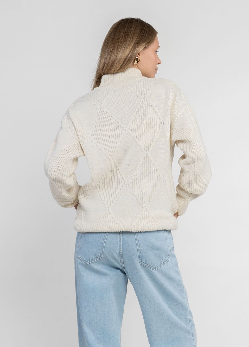 Белый зимний свитер женский w10.03.00.531 белого цвета шерстяной Arber Roll--neck WAmb WTR-182