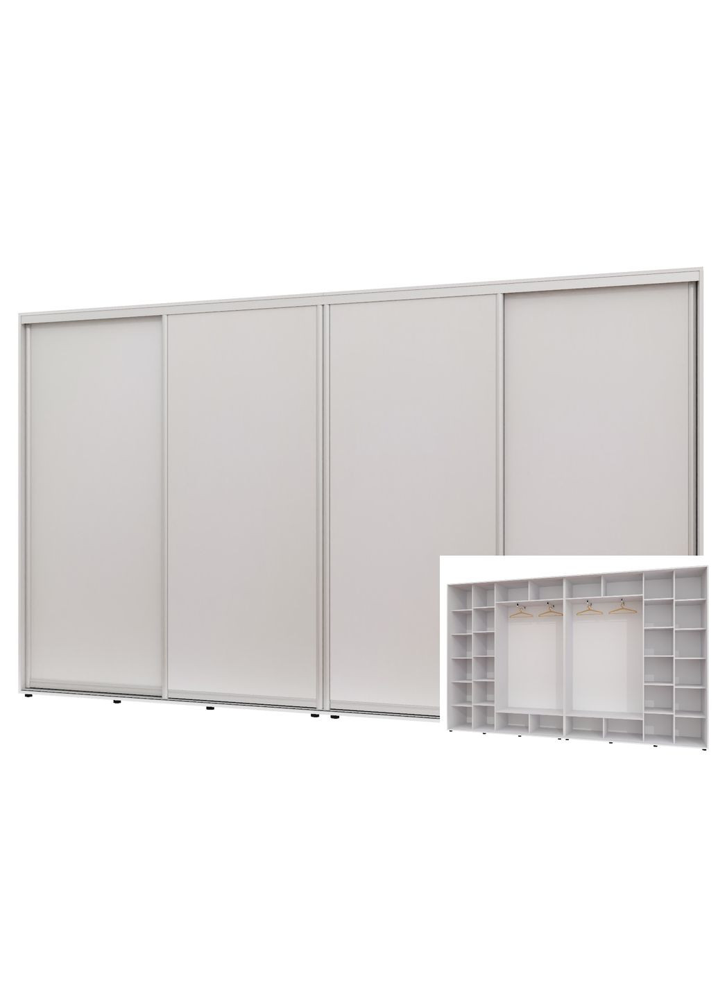 Шкаф-купе четырехдверный 420*45*240 см Белый 4 двери ДСП ШК-02 Алекса (360477415)