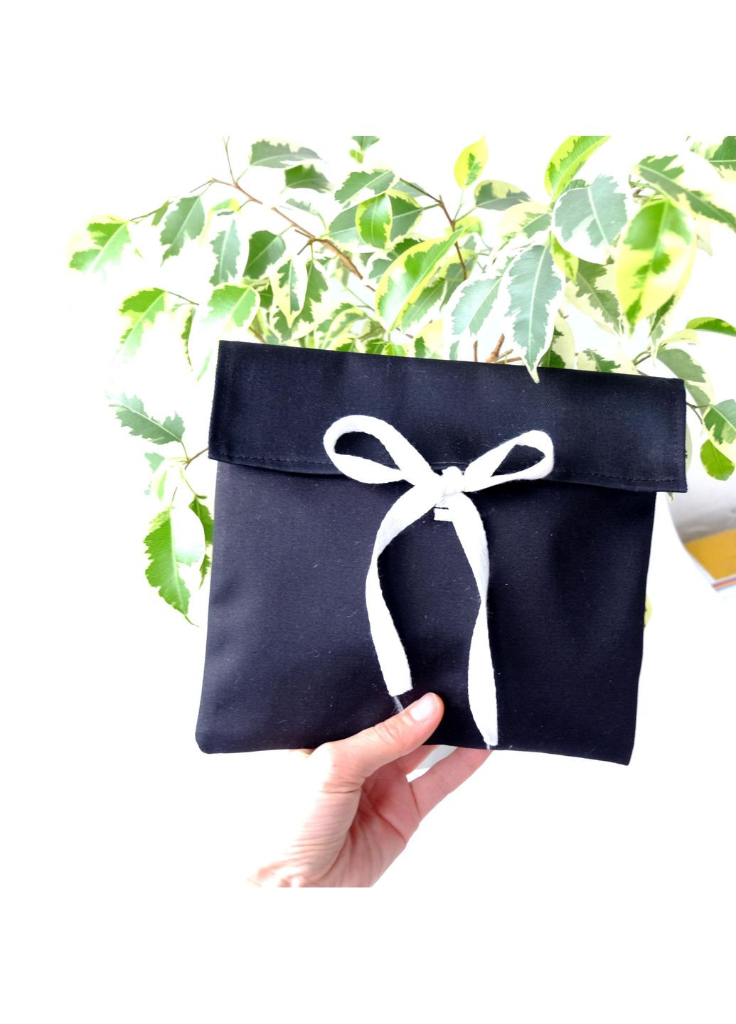 Текстильный -мешок для упаковки 19х17 см черный, подарочный -мешочек саржа светлая лента No Brand конверт (336550666)