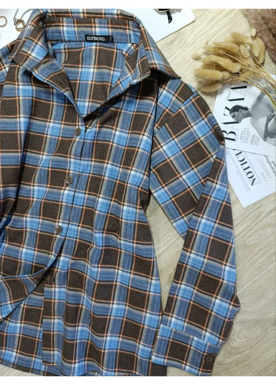 Темно-голубой повседневный рубашка в клетку Avanti с длинным рукавом