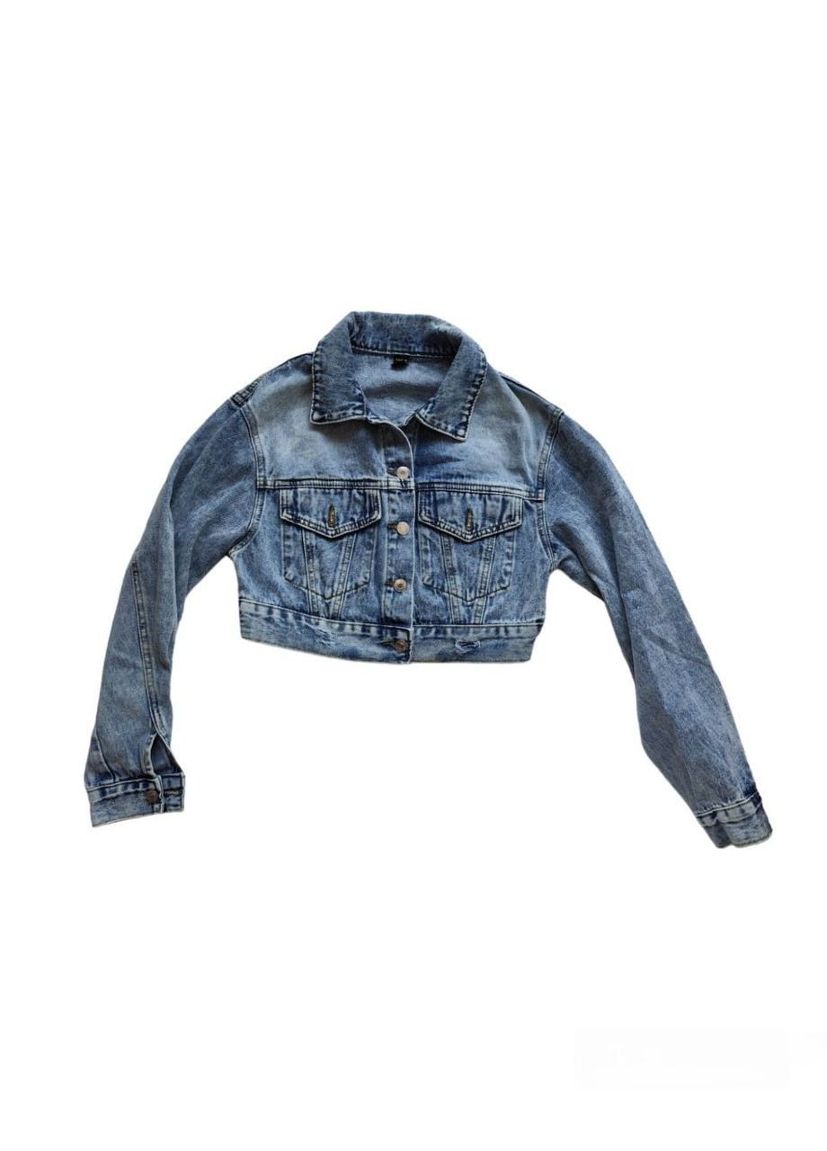 Синя демісезонна куртка джинсова укорочена SHEIN куртка джинсова вітровка