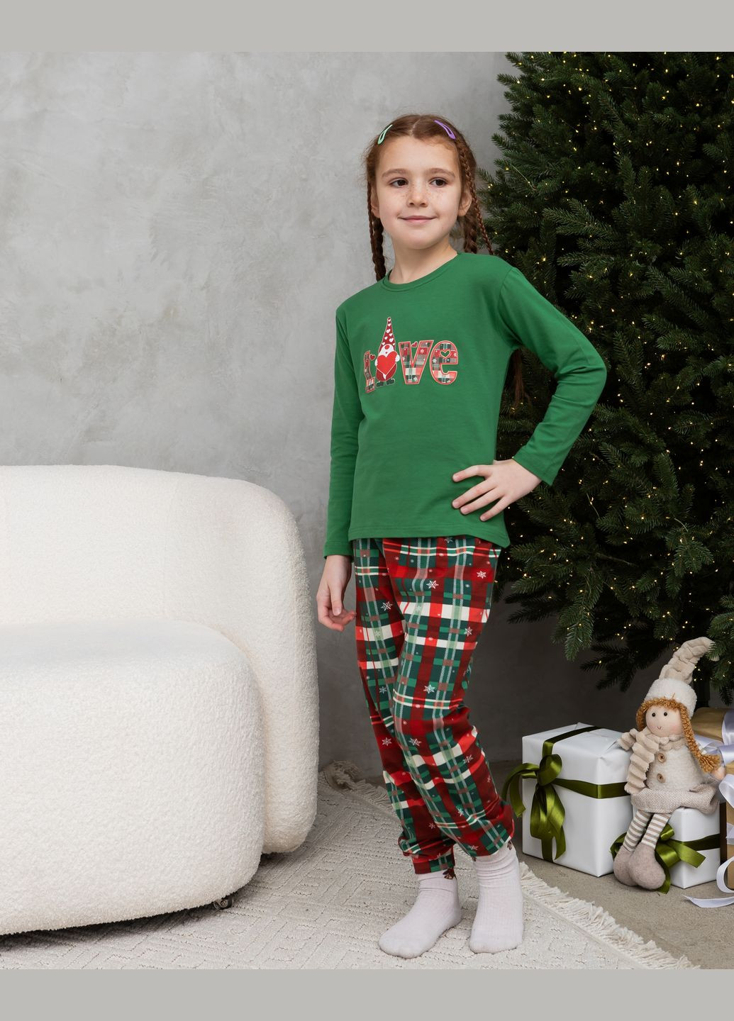 Зеленая детская пижама на девочку со штанами Nicoletta