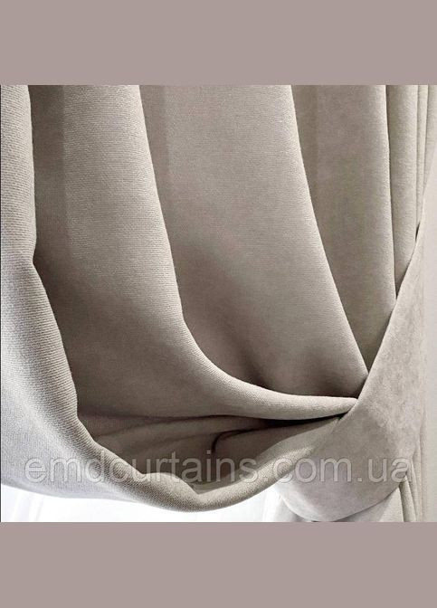 Штора на тесьме 1 шт. с подхватом ширина-220 высота-250 микровелюр Серо-бежевый No Brand (337357910)
