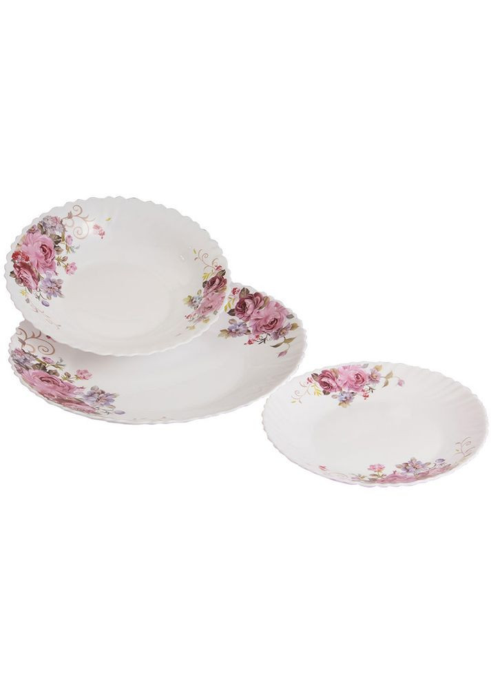Набор тарелок Розовый букет Wave VT-419РВ на 6 человек 18 пр(104150) Vittora (317346347)