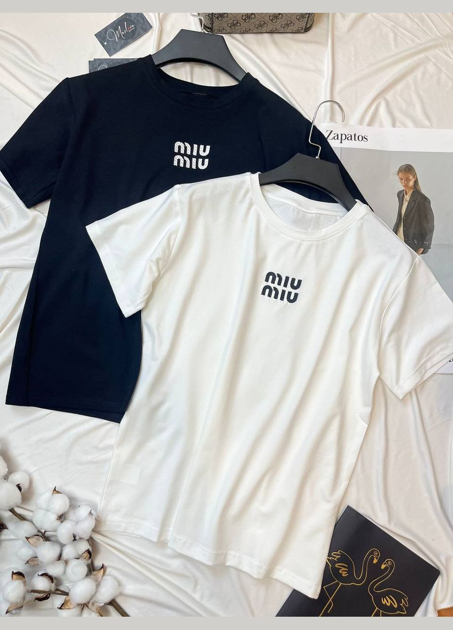 Базова футболка на кожен день з вишивкою «MIU MIU» No Brand - (331322010)