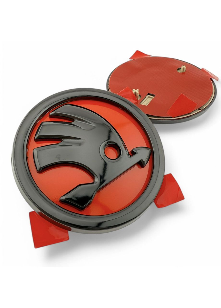 Емблема значок логотип на капот, багажник Шкода 80мм, Червона Skoda (354698389)