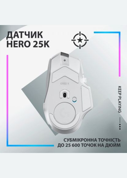 Миша Logitech g502 x plus wireless white (268142210)