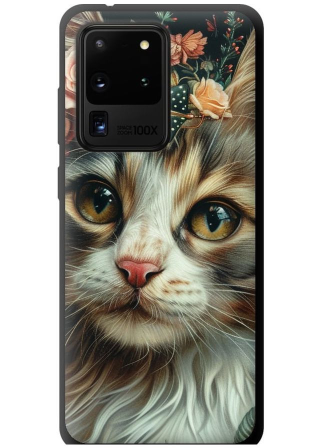 TPU черный чехол 'Cats and flowers' для Endorphone Samsung Galaxy S20 Ultra (287275688)