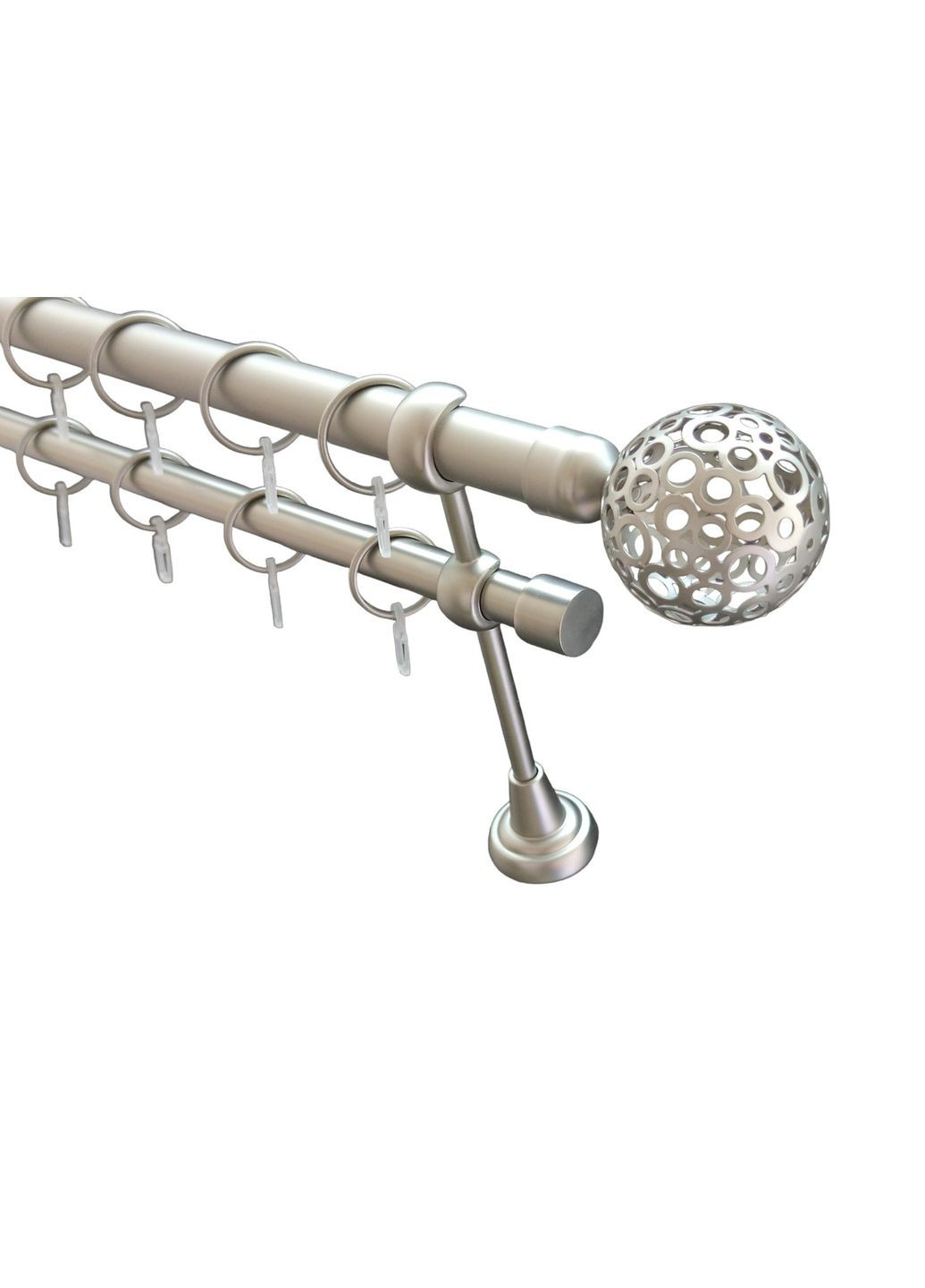 Карниз для штор Орнелла металевий дворядний гладка труба кільце металеве Сатин 25\19 мм 300 см ORVIT (299335841)