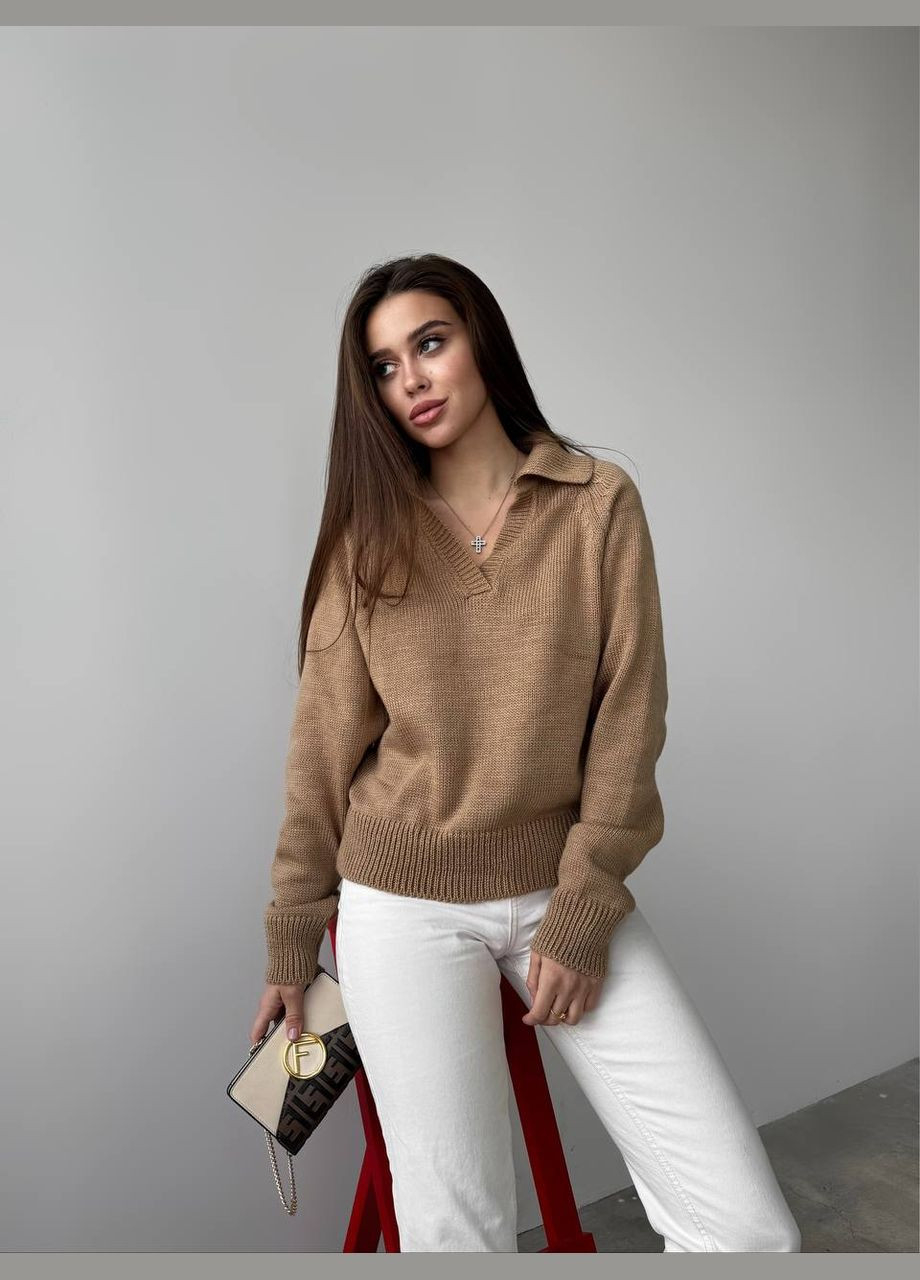 Женский свитер-поло цвет кемел р.42/46 450416 New Trend (282434967)