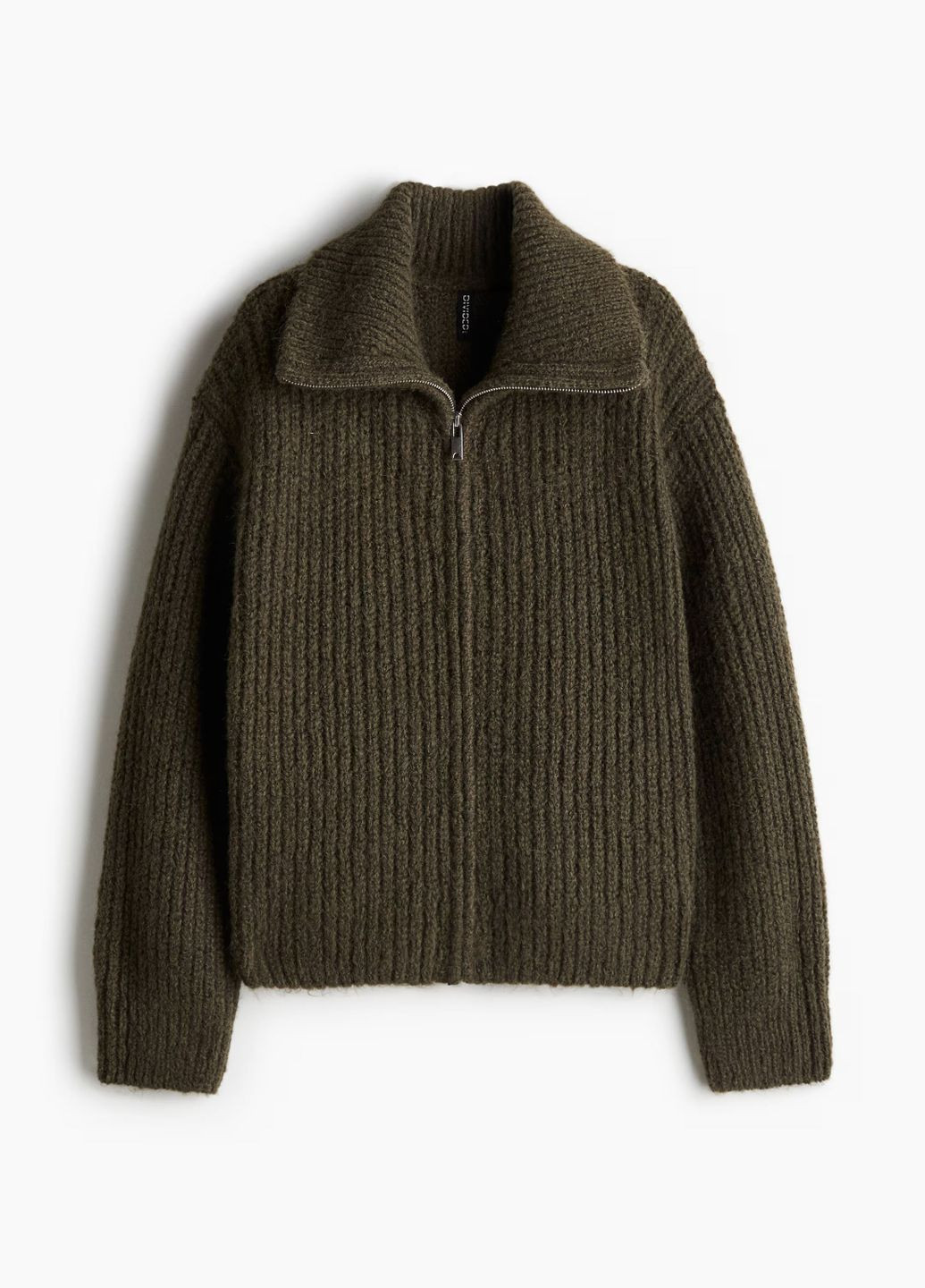 Оливковый (хаки) демисезонный зип свитер H&M