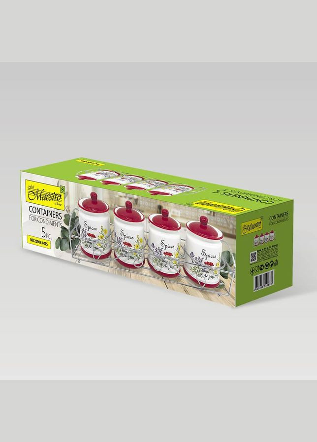 Набор для специй на подставке керамика Flora 5 предметов (MR-20008-04CS) Maestro (334006425)