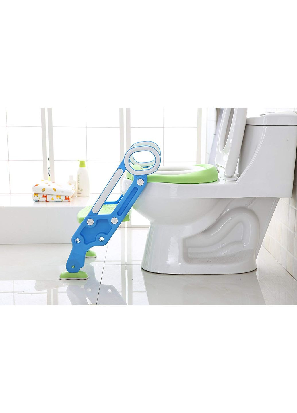 Дитяче сидіння на унітаз із сходинкою та ручками ( сидіння м'яке ) No Brand (368566008)