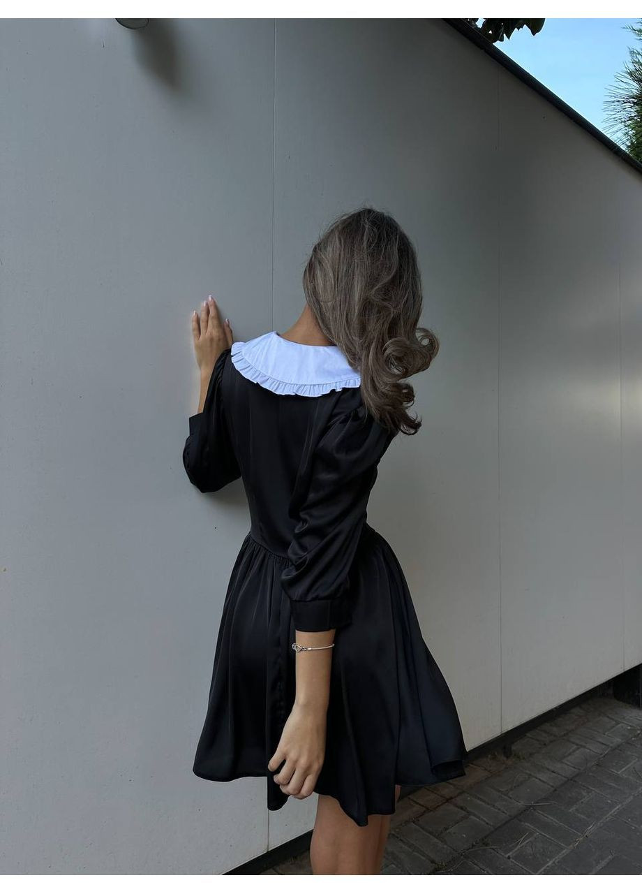 Чорна вечірня, ділова, повсякденний, кежуал жіноча сукня кльош No Brand однотонна