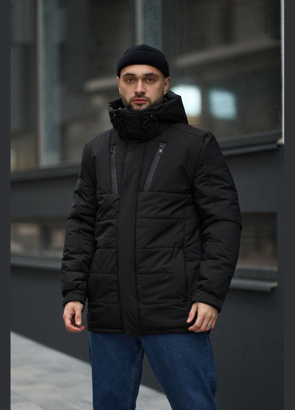 Чорна зимня куртка зимова чоловіча "everest" чорна Intruder