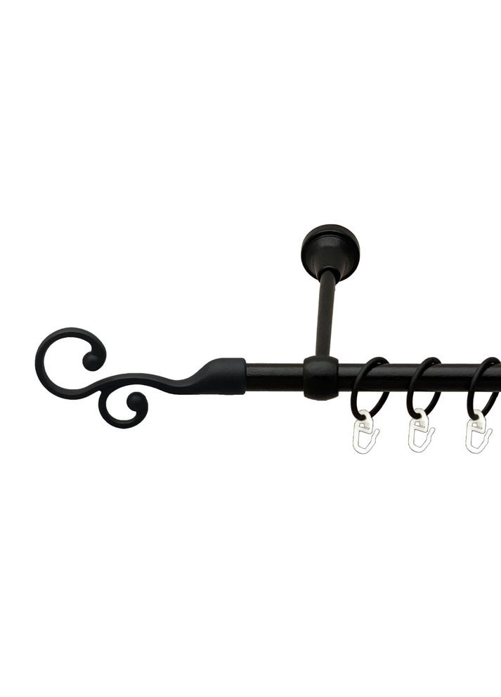 Карниз Флорес металевий однорядний литий гладка труба Чорний 16 мм 160 см (00-00023992) ORVIT (300847341)