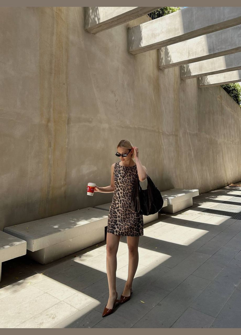 Коричнева повсякденний, кежуал жіноча леопардова сукня No Brand леопардовий