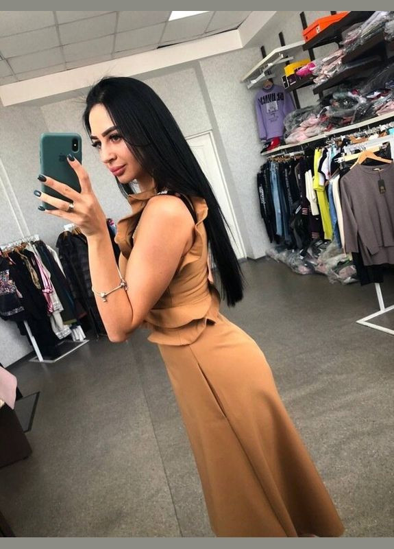 Темно-бежева ділова, повсякденний жіноча сукня на літо туреччина No Brand однотонна