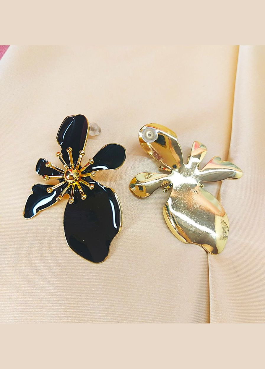 Сережки біжутерія Квіти чорні No Brand (341140527)