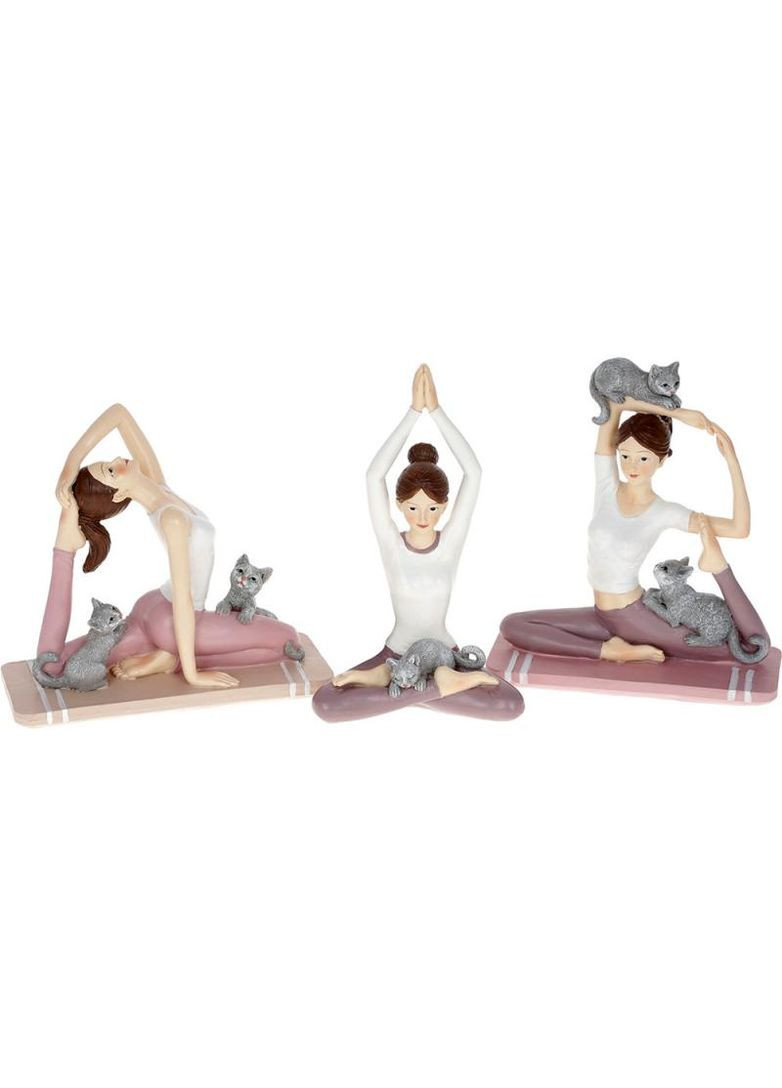 Фигурка йогини с котиками полистоун 16х7х14 см для декора интерьера статуэтка для дома Bona (368991079)