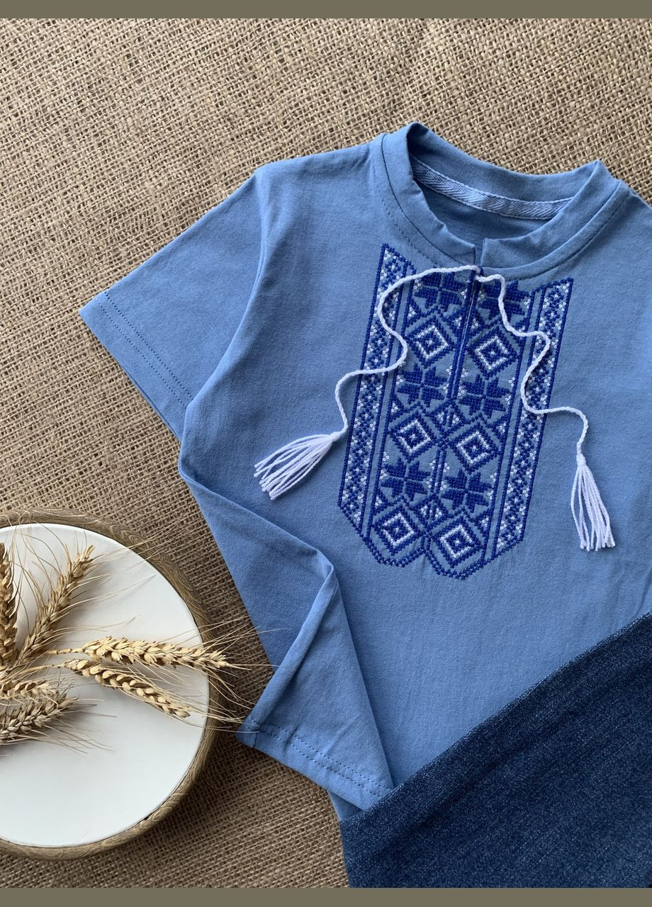 Футболка вишиванка блакитна дитяча для хлопчика No Brand (341327593)