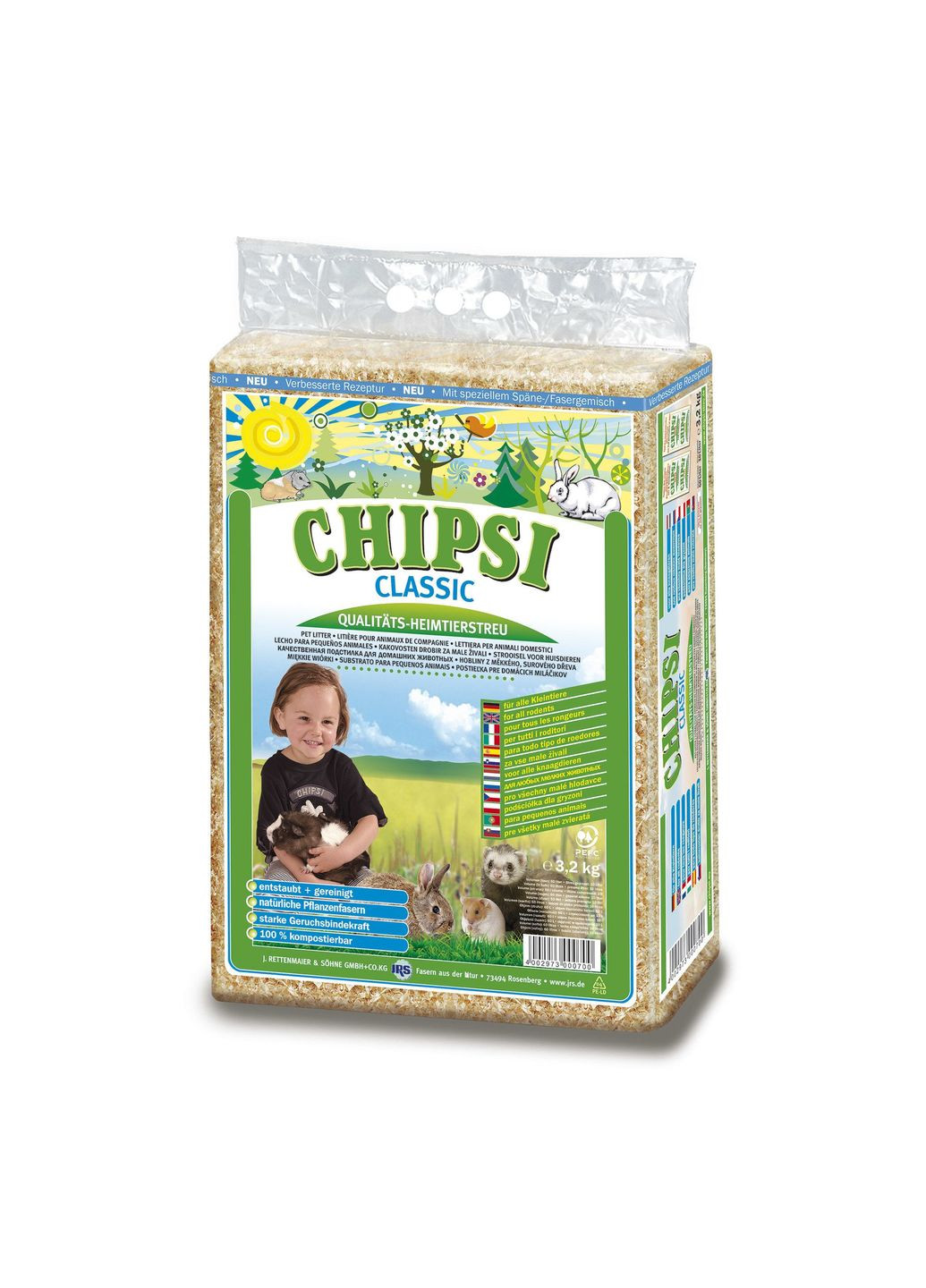 Наповнювач для гризунів Classic Деревний вбиральний 3.2 кг (60 л) (4002973000700) Chipsi (308976780)