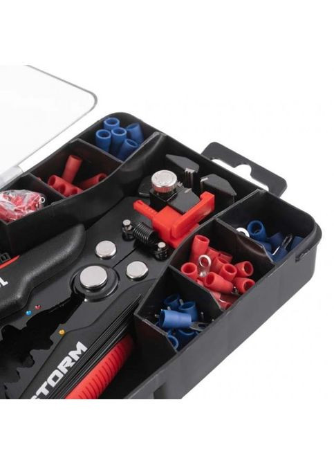 Съемник изоляции автоматический 200мм, с набором обжимных клемм, STORM HT-7024 Intertool (373394736)