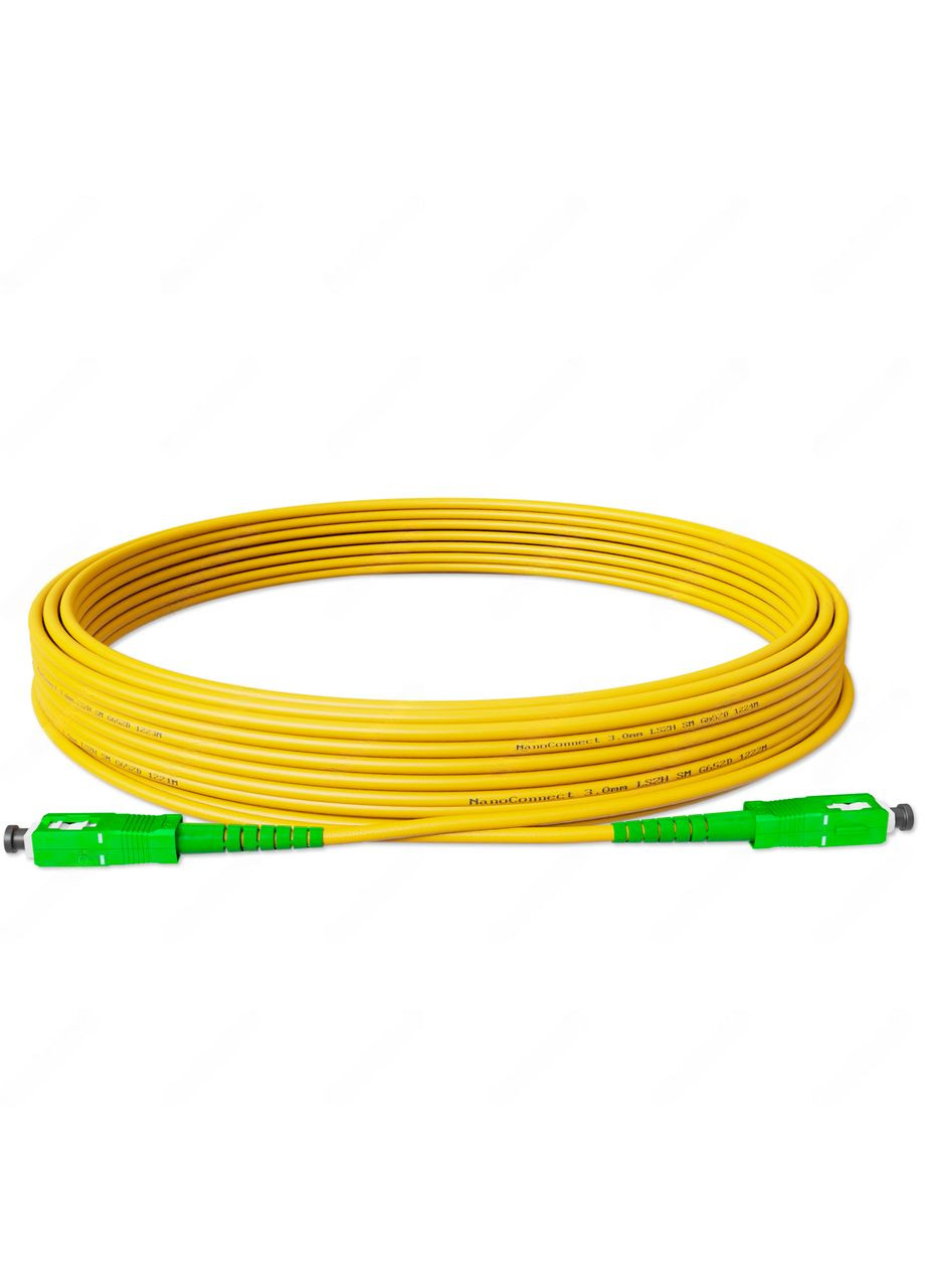 Патч-корд оптичний SC/APC-SC/APC Жовтий LSZH, Singlemode G.652.D (SM), Simplex, 3мм - 10 м NanoConnect (299337862)