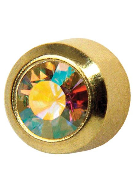 Сережки-гвоздики пусети середні завальцьовані золото, камінь гірський кришталь хамелеон, 3 мм R215Y STUDEX (299385047)