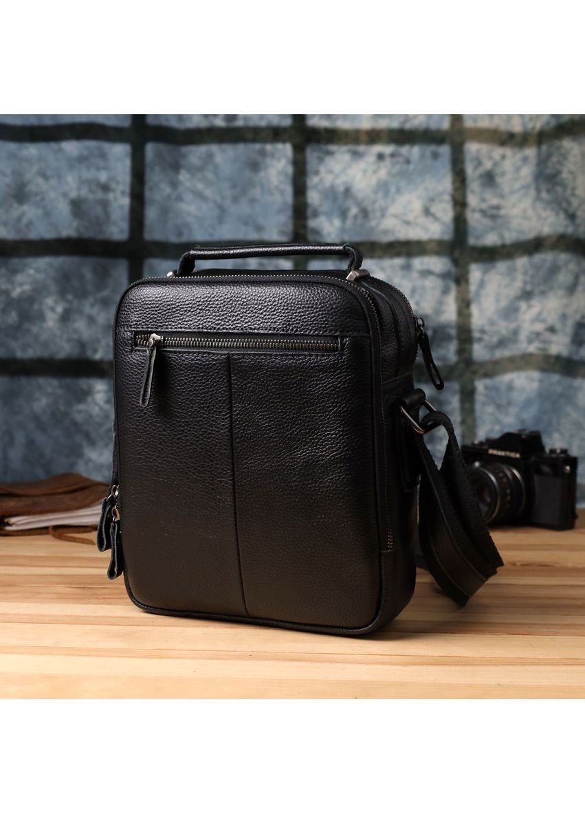 Сумка планшет через плече чоловіча з натуральної шкіри для телефону та документів середня Чорний 38346 Vintage (355245243)