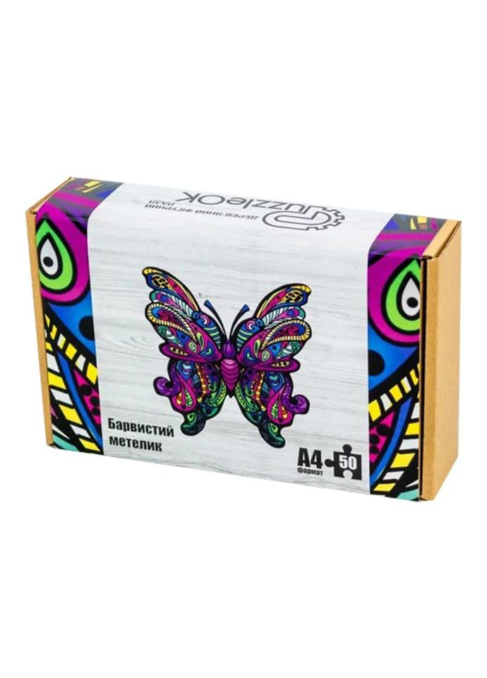 Фігурний дерев'яний пазл A4 Барвиста Метелик PuzA4-01723, 60 деталей Toysi (372495353)