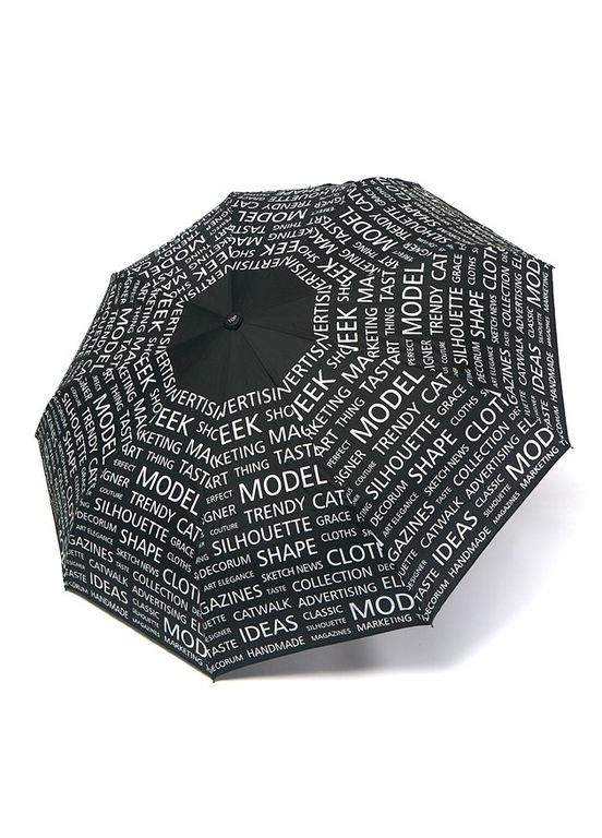 Зонт полуавтомат женский 593 "Words" на 9 спиц Черный Toprain (280898647)