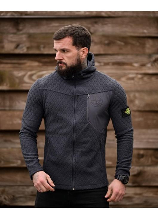 Демісезонна чоловіча флісовка Stone Island сіра Freedom (370604033)