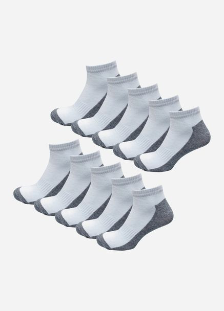 Білі набір шкарпеток чоловічих коротких бавовняних з сірою підошвою 10 пар білий/сірий Лео (324416208)