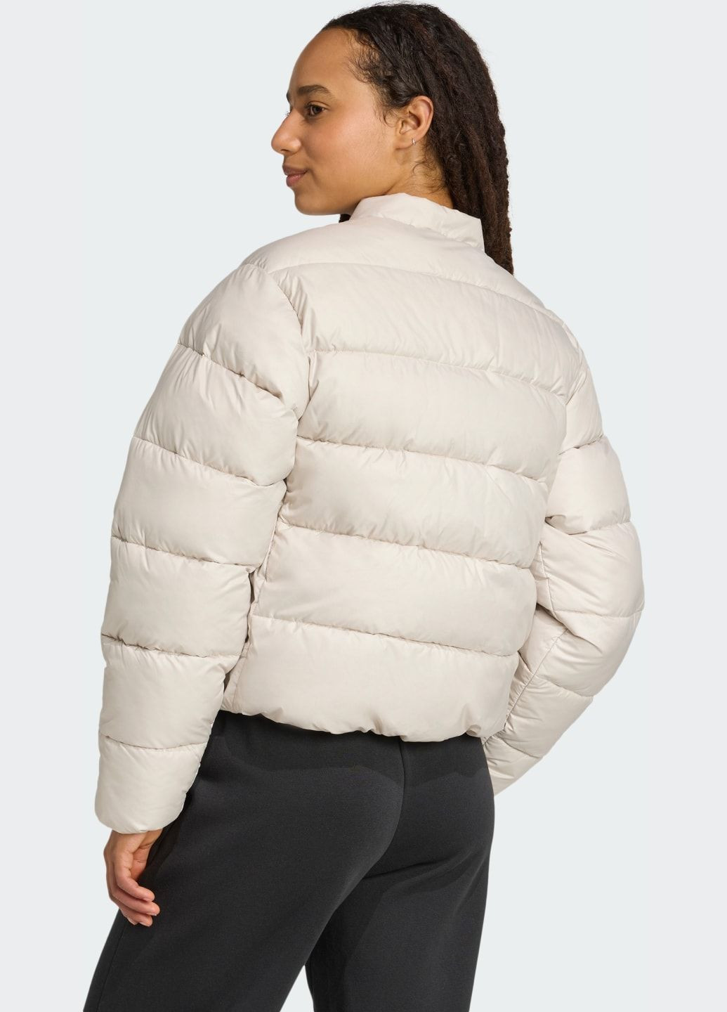 Бежевая демисезонная куртка essentials climawarm synthetic down puffer adidas
