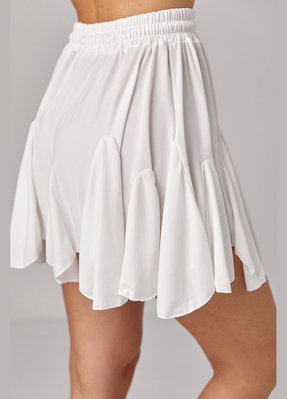 Молочная вечерний однотонная юбка мини с клиньями Liton клешированная-солнце