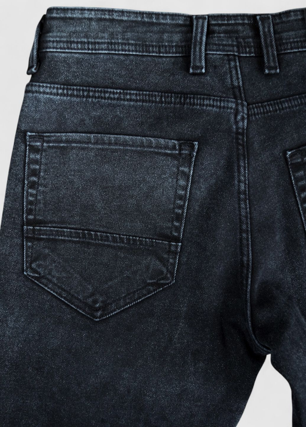 Серо-синие зимние прямые утеплённые мужские джинсы на флисе X hey