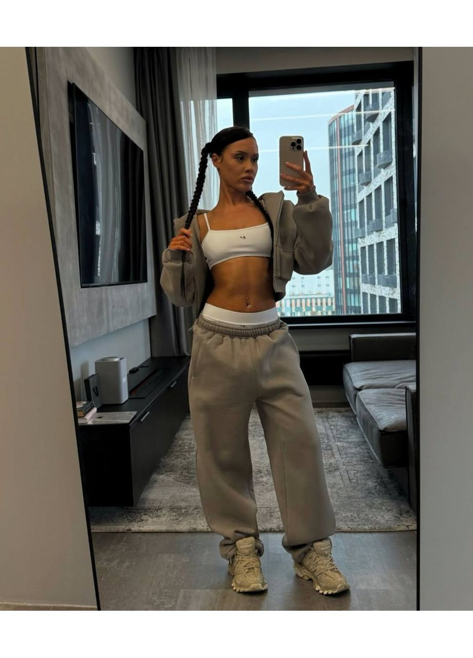 Спортивный костюм на флисе с укороченным тощи More_bboutique Спортивний костюм (368636253)