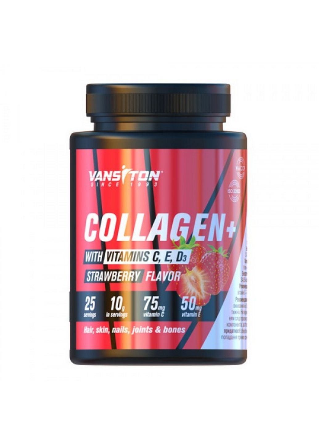 Препарат для суставов и связок Collagen +, 250 грамм Клубника Vansiton (293339942)