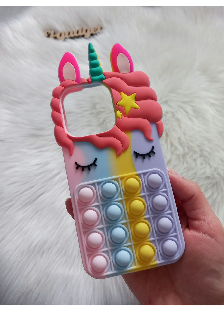 Чохол Pop it для 14 pro Єдиноріг Попіт антистрес силіконовий дитячий райдужний No Brand (360896555)
