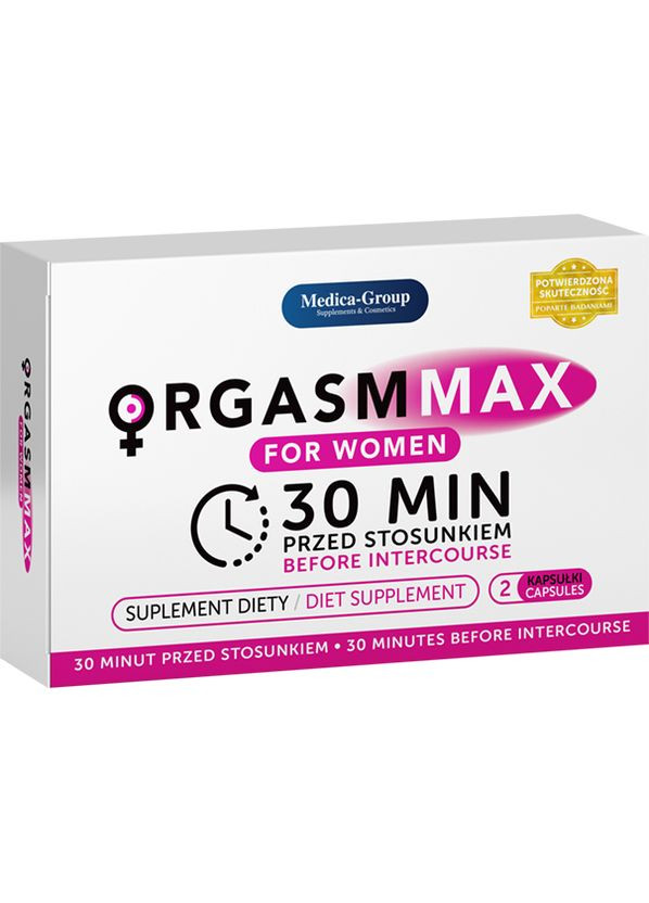 Таблетки ORGASM MAX оргазм и либидо женщин, (цена за упаковку,2 капсулы) Medica-Group (305075686)